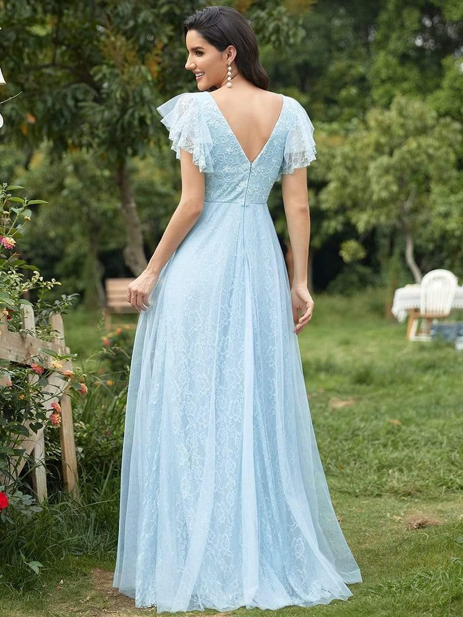Lace evening discount dresses with sleeves