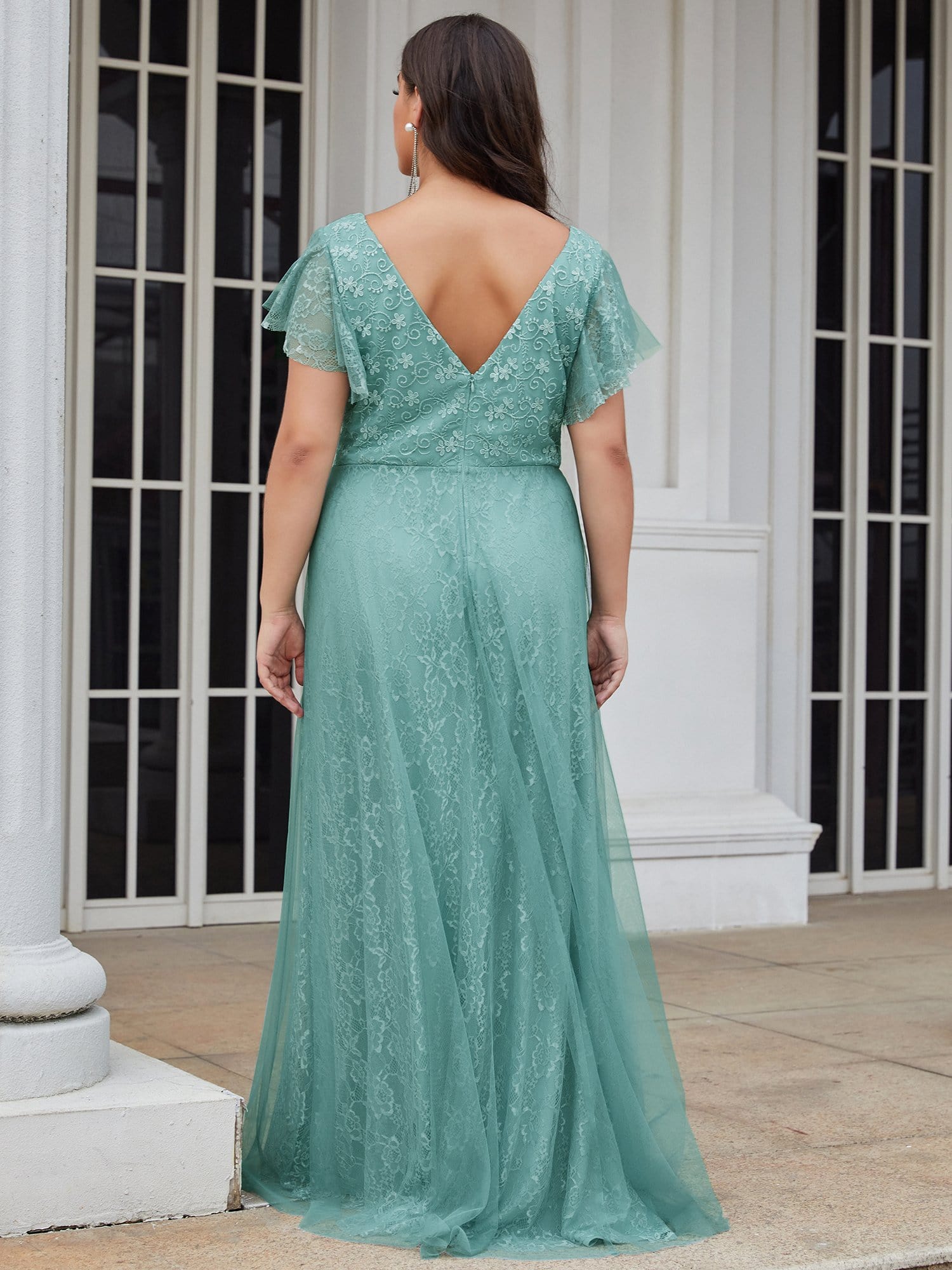 Cap Sleeve Floral Lace Long Formal/Wedding Dresses (&Plus Size) 