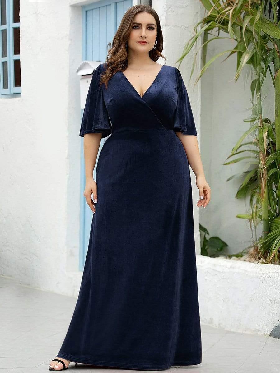 Custom Size Vintage V Neck Maxi Evening Dress - Ever-Pretty US