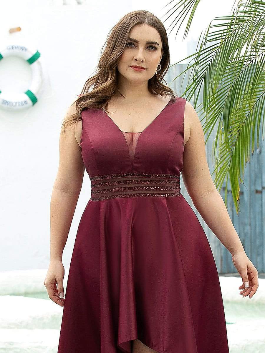 Plus Size Party Dress with Sequin Belt - Ever-Pretty US