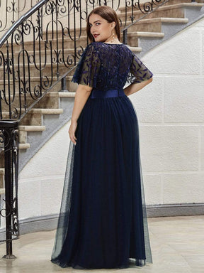 Plus Size Sequin Bodice Long Formal Evening Dresses