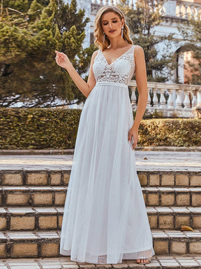 Custom Size A-Line V-Neck Floral Lace Appliques Bridesmaid Dress