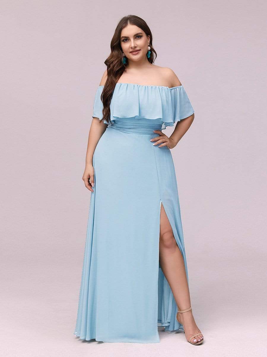 Plus Size Sexy Side Split Long Chiffon Formal Dresses