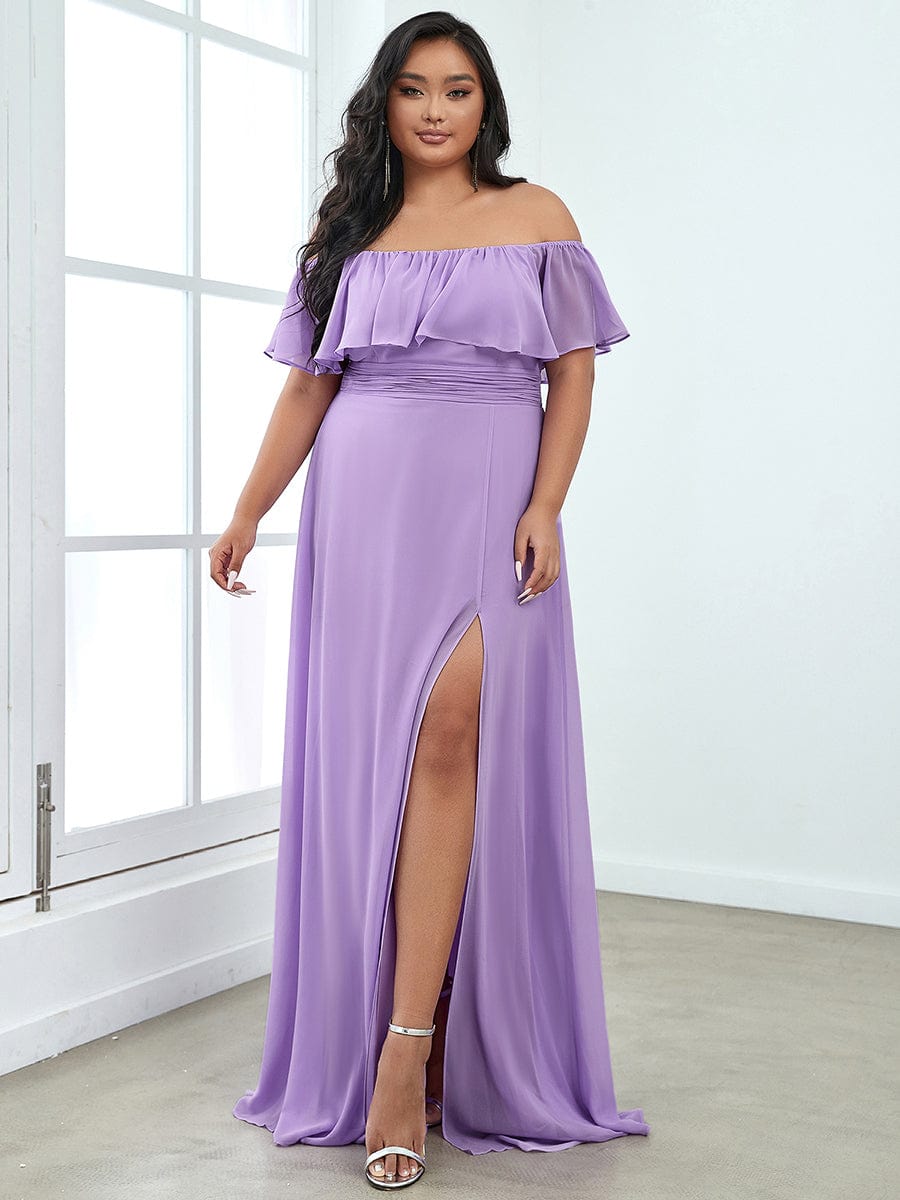 Plus Size Sexy Side Split Long Chiffon Formal Dresses