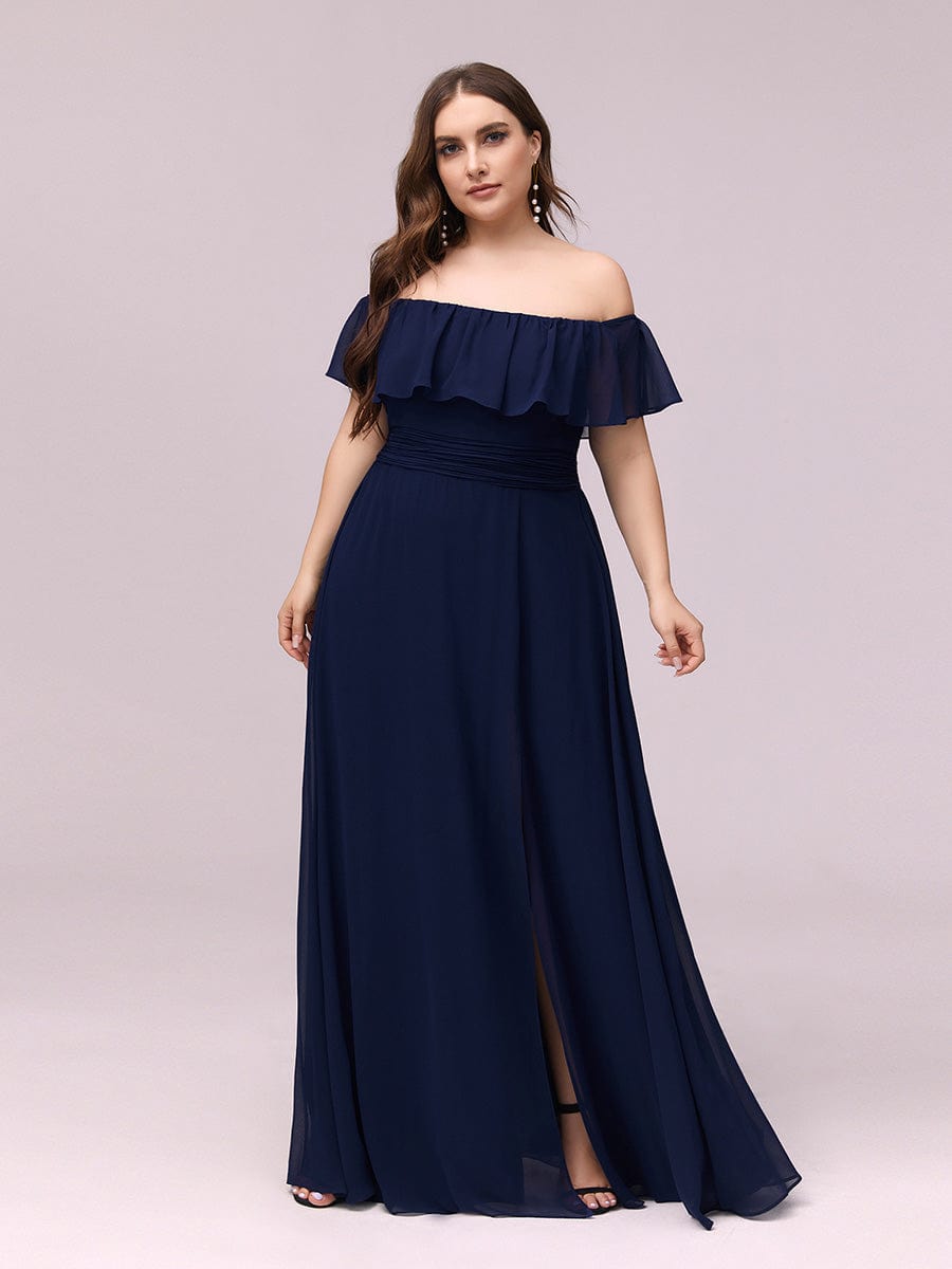 Ever-Pretty Custom Size Off The Shoulder Side Split Burgundy Bridesmaid Dress
