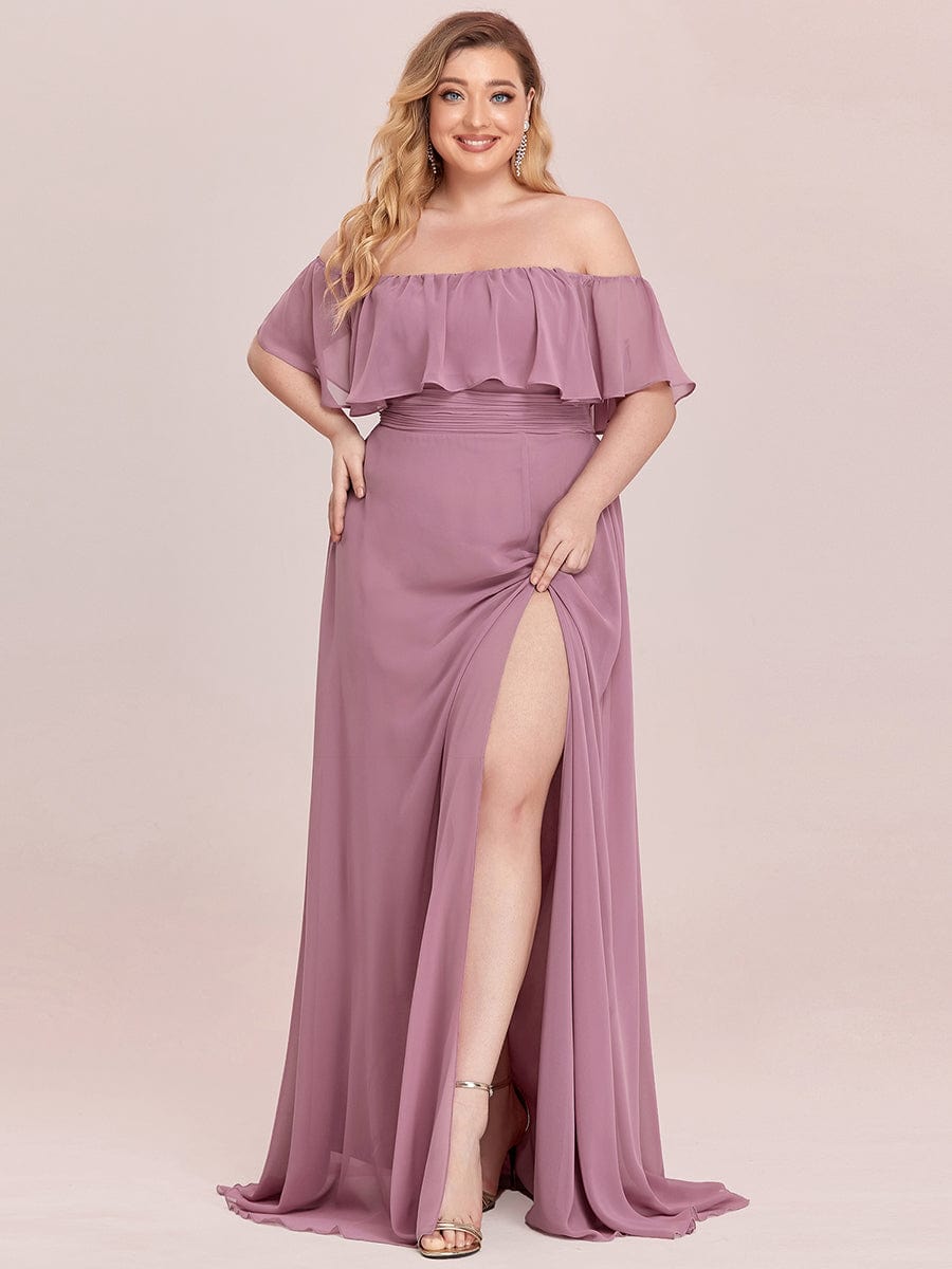 Plus Size Sexy Side Split Long Chiffon Formal Dresses