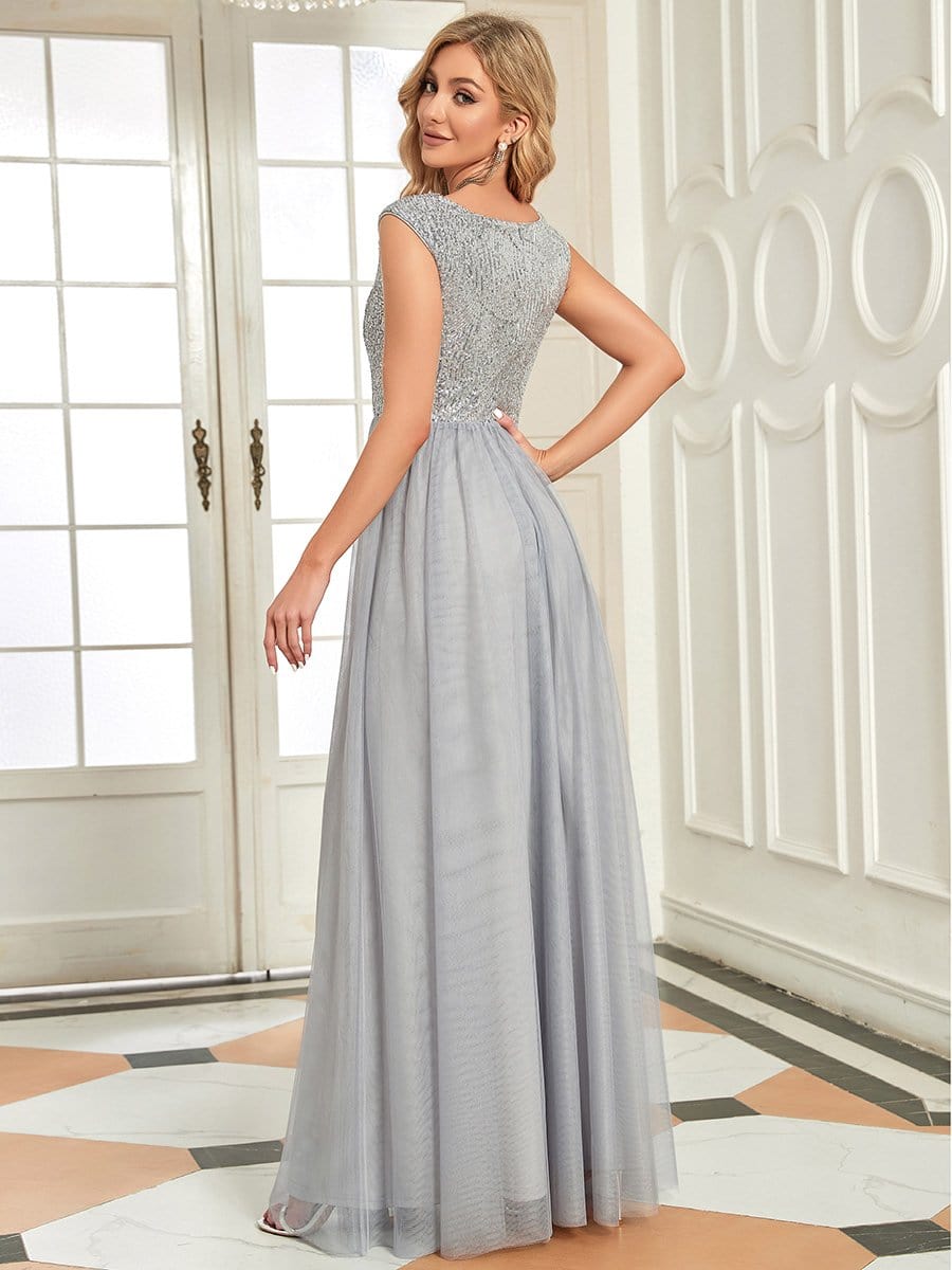 Floor Length Deep V Neck Sequin Prom Dresses for Women