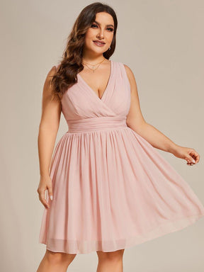 Plus Size Chiffon Sleeveless V Neck Short Bridesmaid Dress