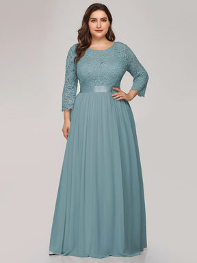 Custom Size See-Through Maxi Lace Evening Dress with Half Sleeve