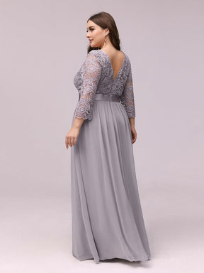 Custom Size See-Through Maxi Lace Evening Dress with Half Sleeve