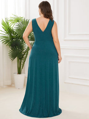 Floor Length V Neck Shiny Evening Dress with Side Slit