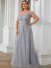 Plus Size Maxi Long Ethereal Tulle Formal Evening Dress #color_Grey 