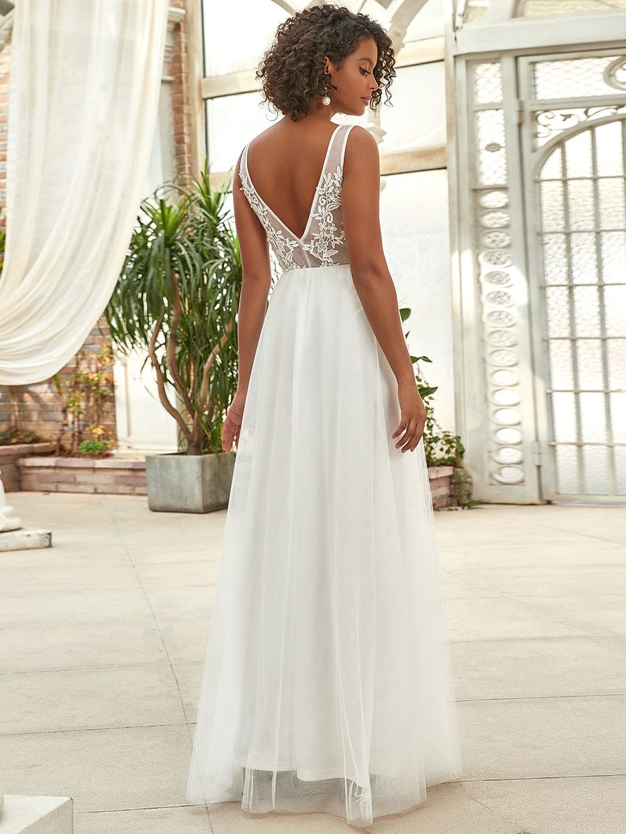 Maxi Long Elegant Ethereal Tulle Wedding Dress #color_White 