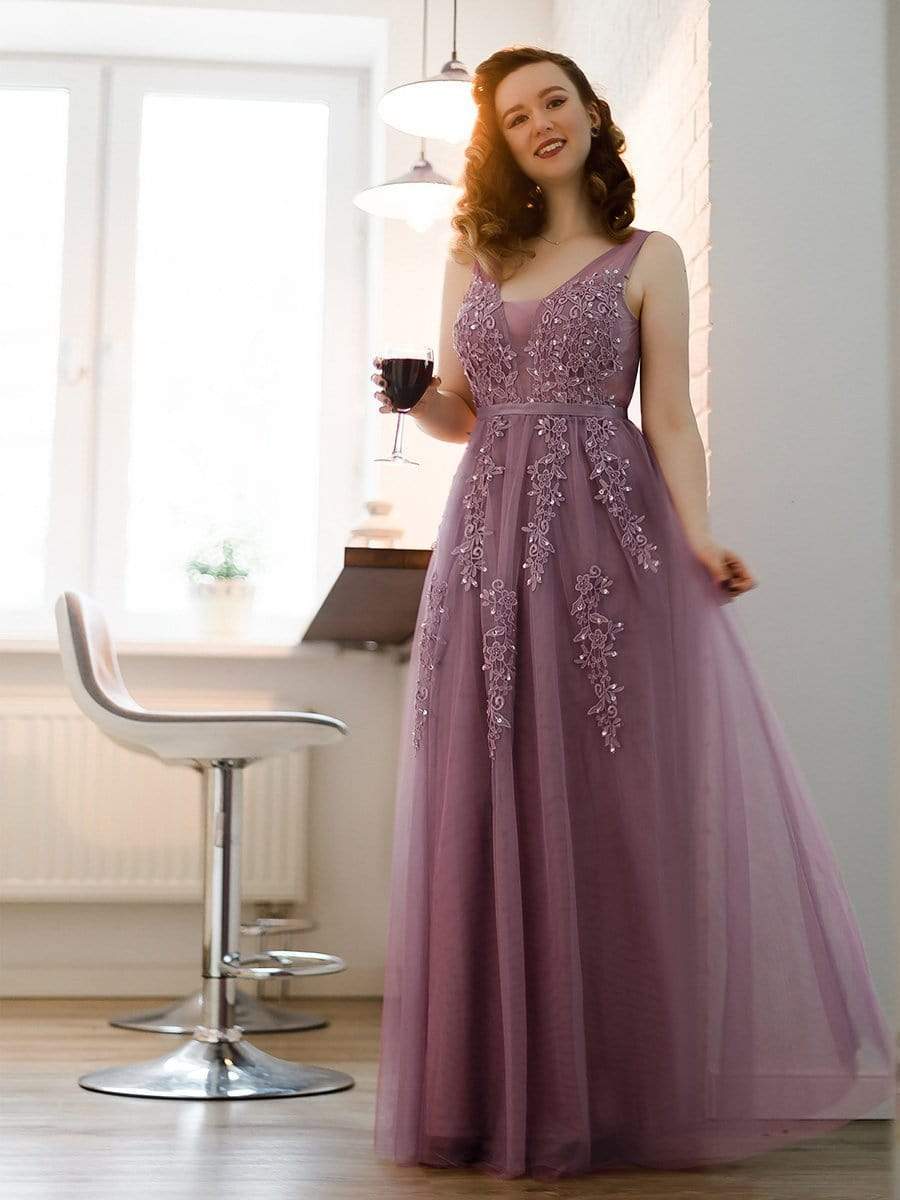 Maxi Long Elegant Ethereal Tulle Prom Dress #color_Purple Orchid 