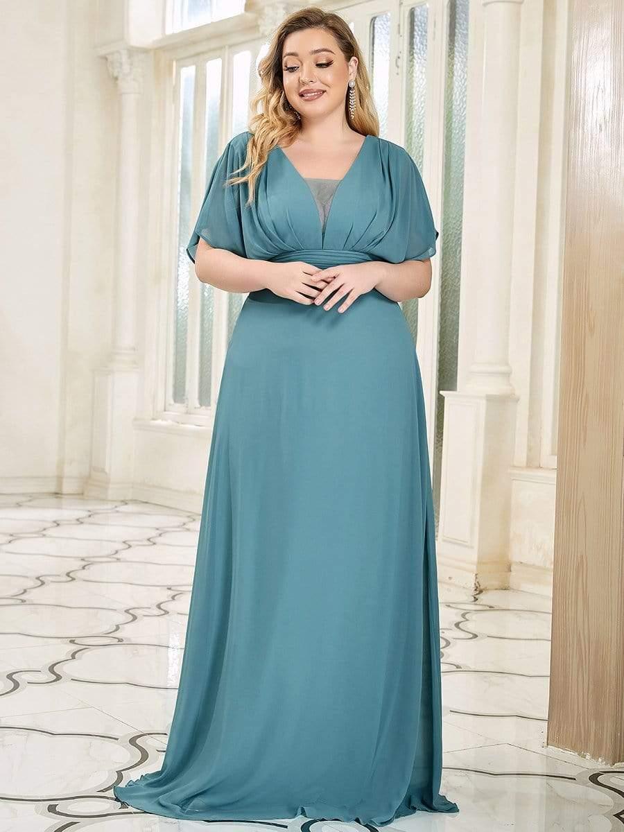 Plus Size Empire Waist Chiffon Formal Maxi Evening Dress