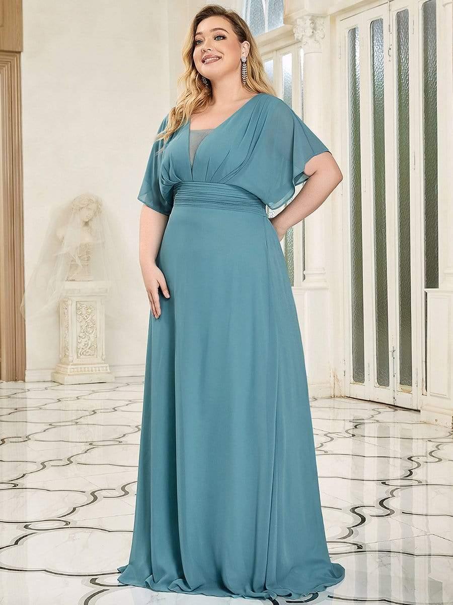Custom Size Empire Waist Chiffon Formal Maxi Evening Dress #color_Light Teal