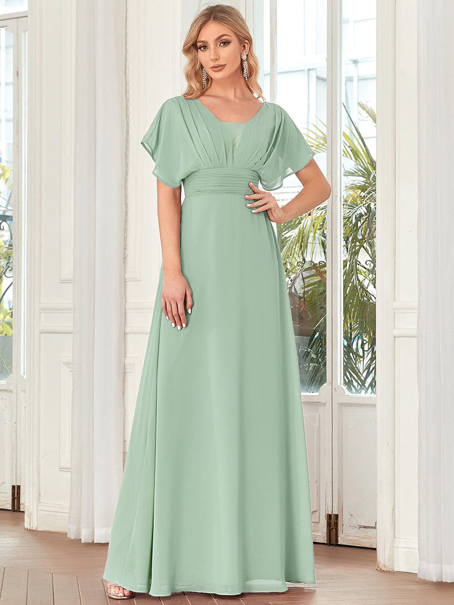 Custom Size Empire Waist Chiffon Formal Maxi Evening Dress #color_Mint Green