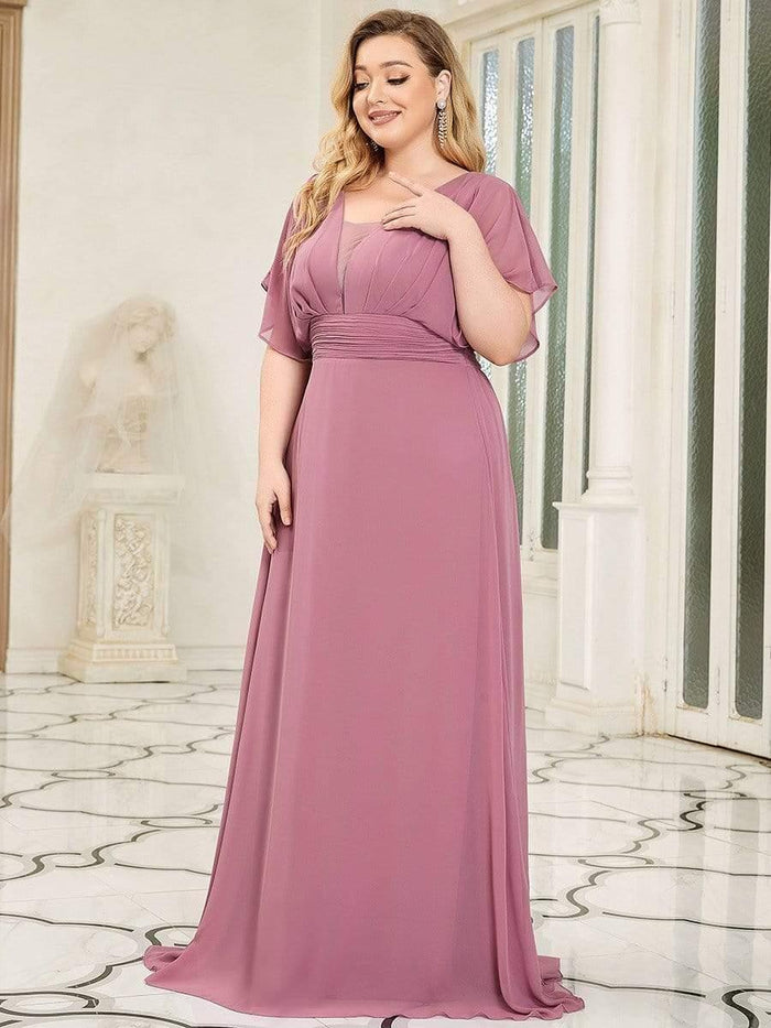 Plus Size Empire Waist Chiffon Formal Evening Dress