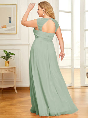 Custom Size V-Neck Sleeveless Beaded Belt Chiffon A-Line Evening Dress