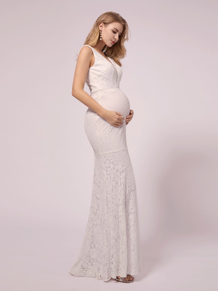 Lady In Waiting White Ruched Mesh Long-Sleeved Maternity Midi Dress – Club  L London - USA