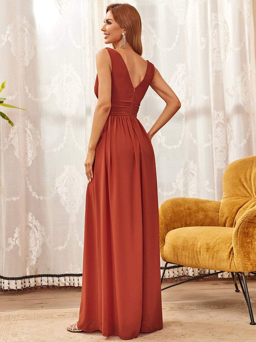 Elegant Sleeveless V-Neck Semi-Formal Chiffon Maxi Dress