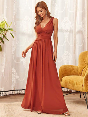 Elegant Sleeveless V-Neck Semi-Formal Chiffon Maxi Dress