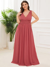 Plus Size Sleeveless V-Neck Semi-Formal Chiffon Bridesmaid Dress #color_Cameo Brown