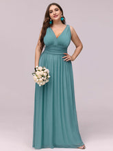 Plus Size Sleeveless V-Neck Semi-Formal Chiffon Bridesmaid Dress #color_Dusty Blue