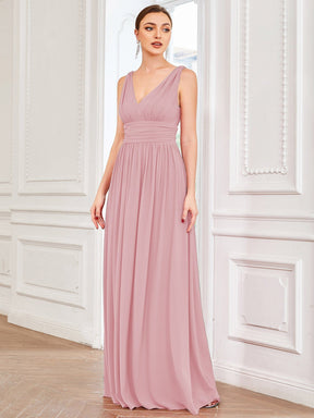 Custom Size Chiffon Sleeveless V-Neck Maxi Bridesmaid Dress
