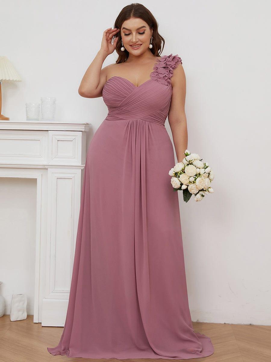 plus size chiffon bridesmaid dresses One Shoulder Long Dress Empire waist Size:46/2XL No-Returns:2025-12-22T11:00:00_2025-12-23T11:00:00 White Maxi Dresses – neck and ruffled sleeves