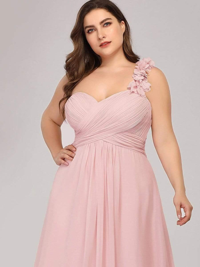 One Shoulder Tulle Long Bridesmaid Dresses Orchid Plus Size
