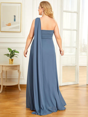 Custom Size Pleated One Shoulder Long Chiffon Evening Dress