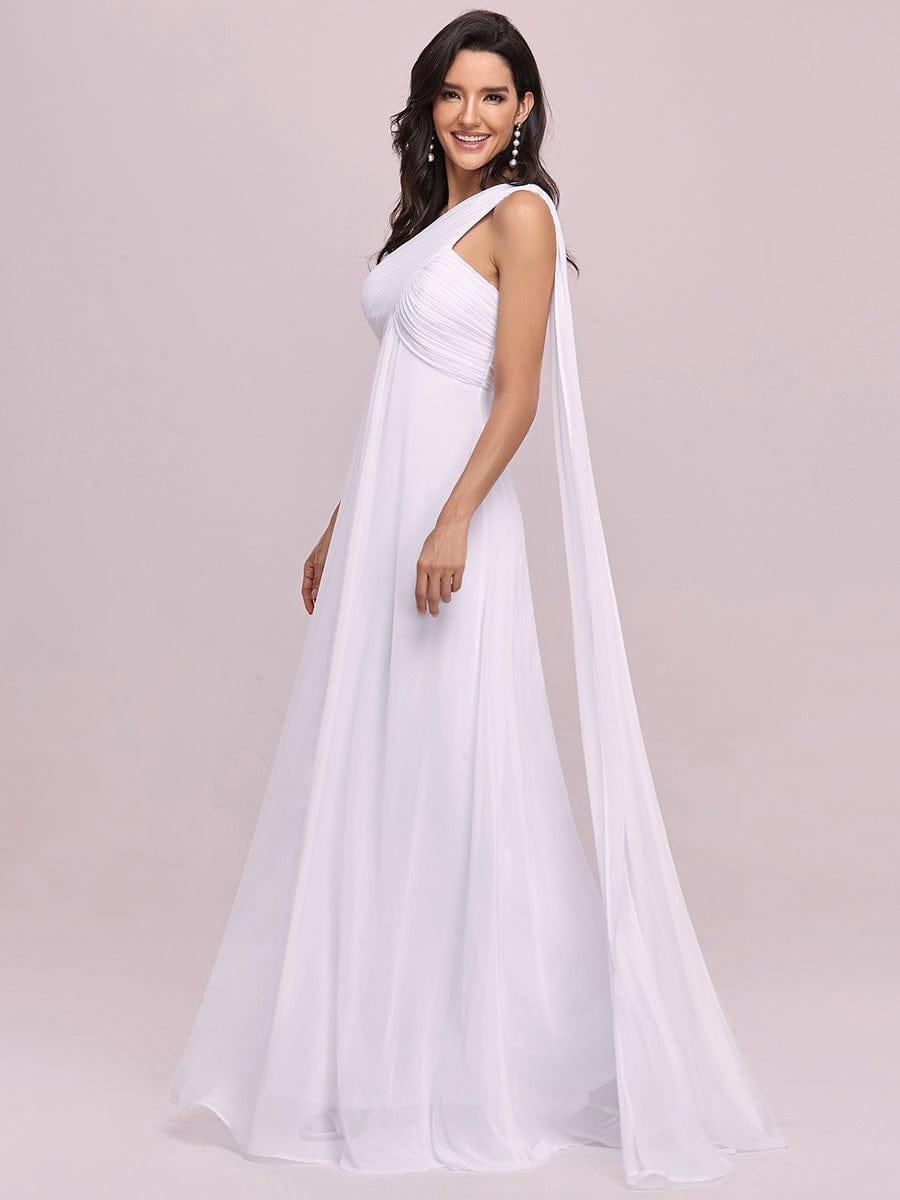 Custom Size Pleated One Shoulder Long Chiffon Evening Dress