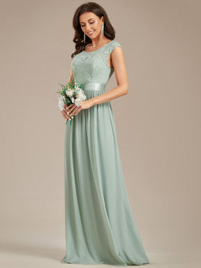 Classic Round Neck Backless Lace Bodice Bridesmaid Dress