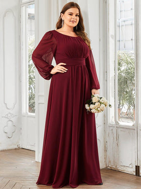 Custom Size See-Through Puff Sleeve Chiffon Bridesmaid Dress