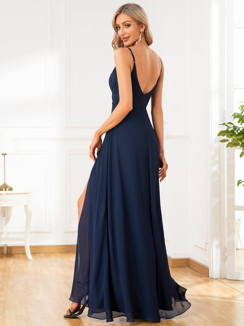 Spaghetti Strap Chiffon Bridesmaid Dress with Slit Flamingo Plus Size