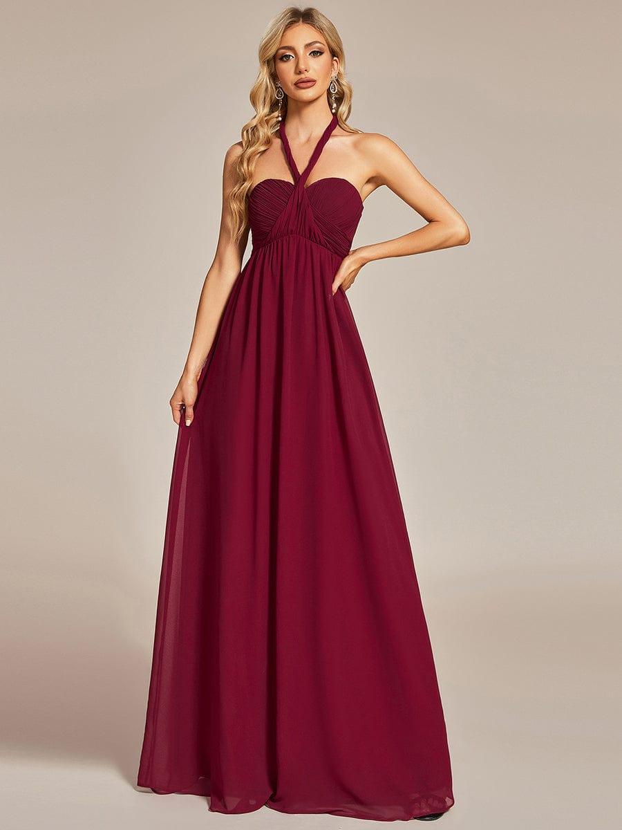 Convertible Chiffon Pleated Strapless Tie-Waist Bridesmaid Dress