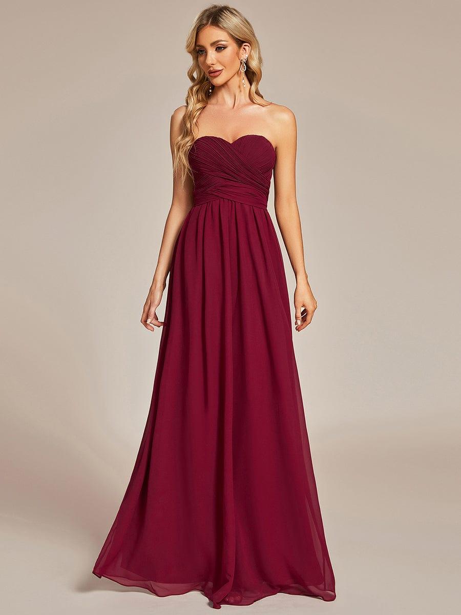 Convertible Chiffon Pleated Strapless Tie-Waist Bridesmaid Dress