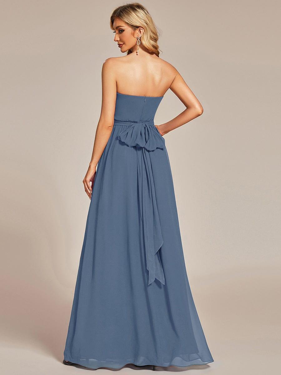 Convertible Chiffon Pleated Strapless Tie-Waist Bridesmaid Dress