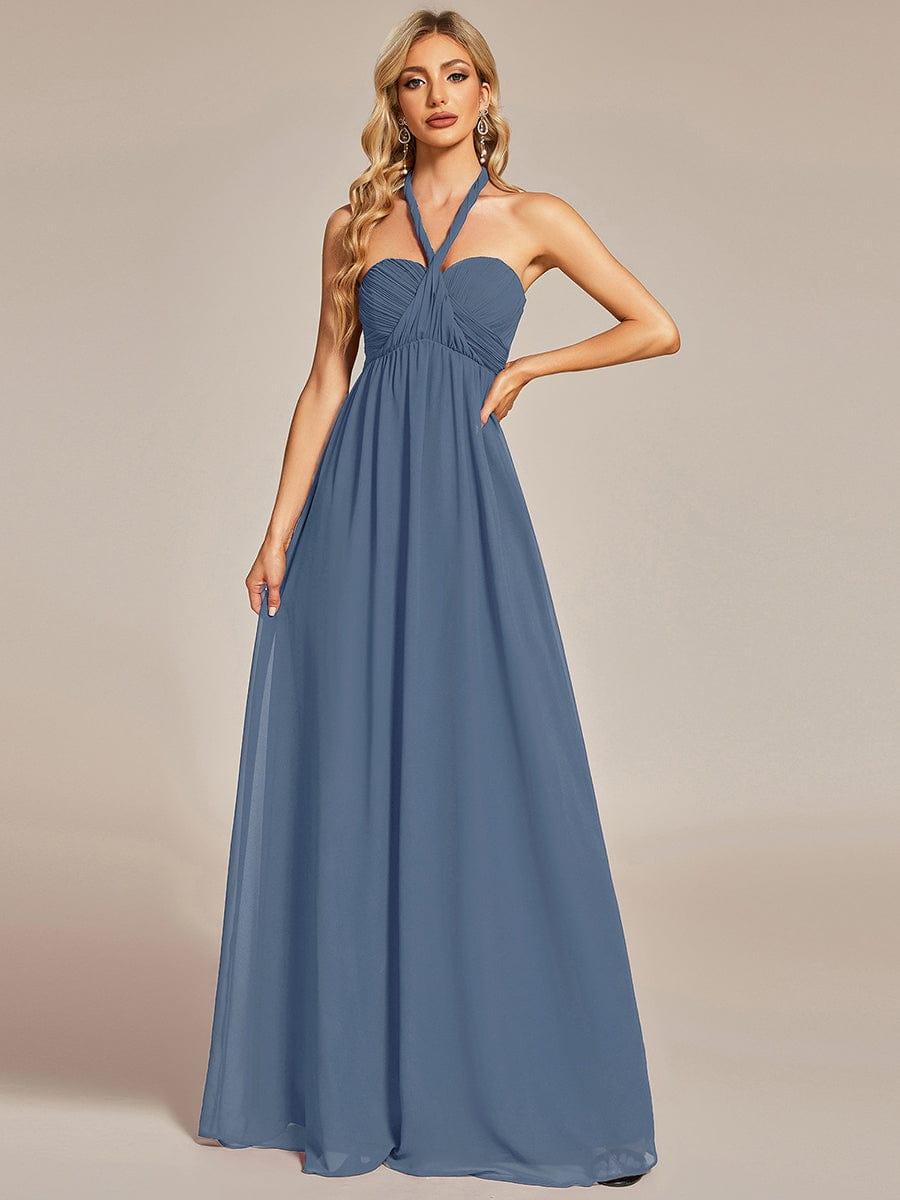 Convertible Chiffon Pleated Strapless Tie-Waist Bridesmaid Dress