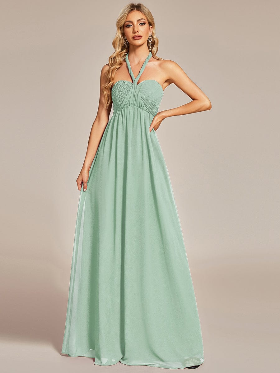 Custom Size Convertible Chiffon Pleated A-Line Bridesmaid Dress #color_Mint Green