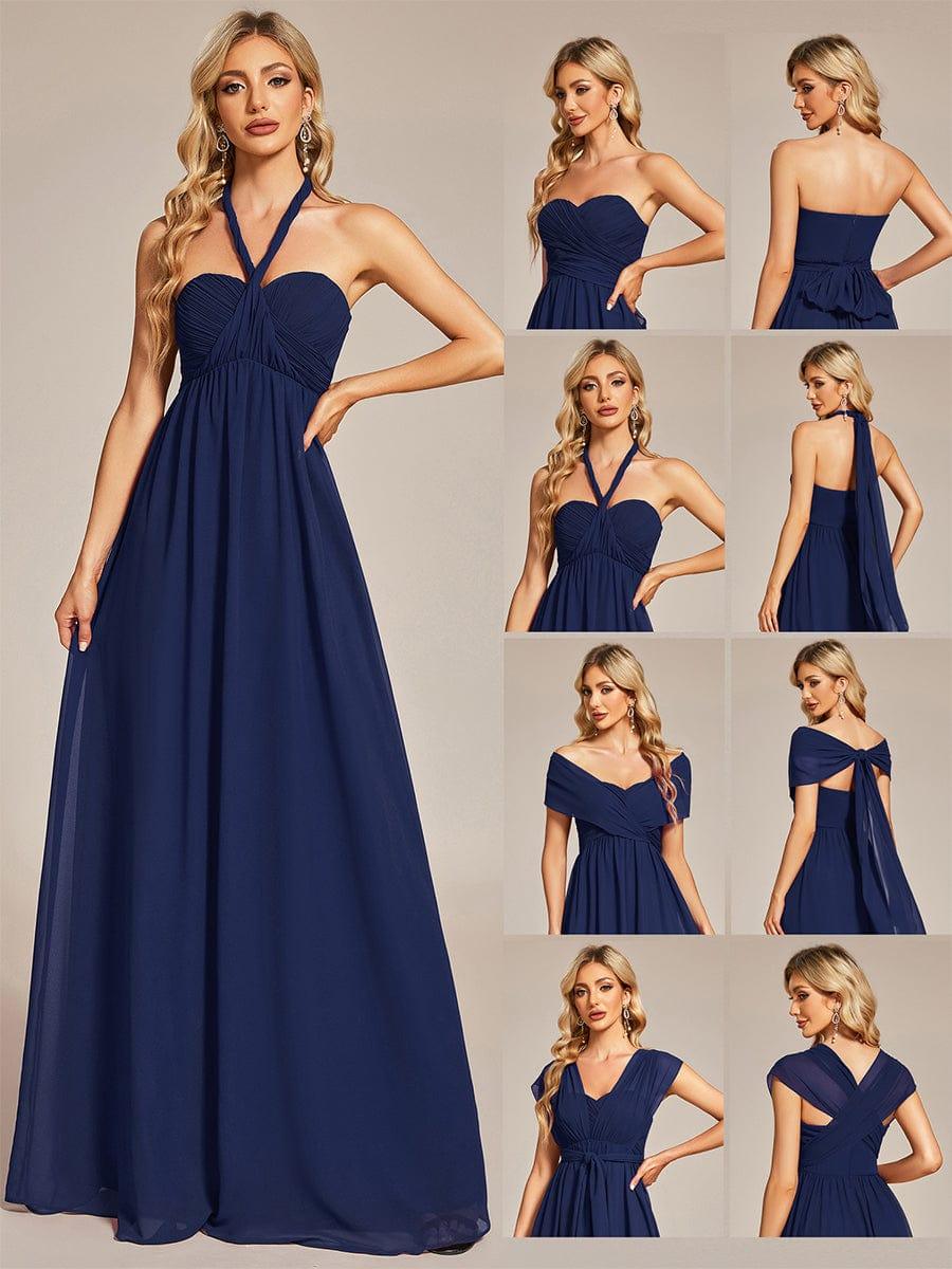 Ever Pretty Convertible Tie Waist Strapless Chiffon Pleated Bridesmaid Dress