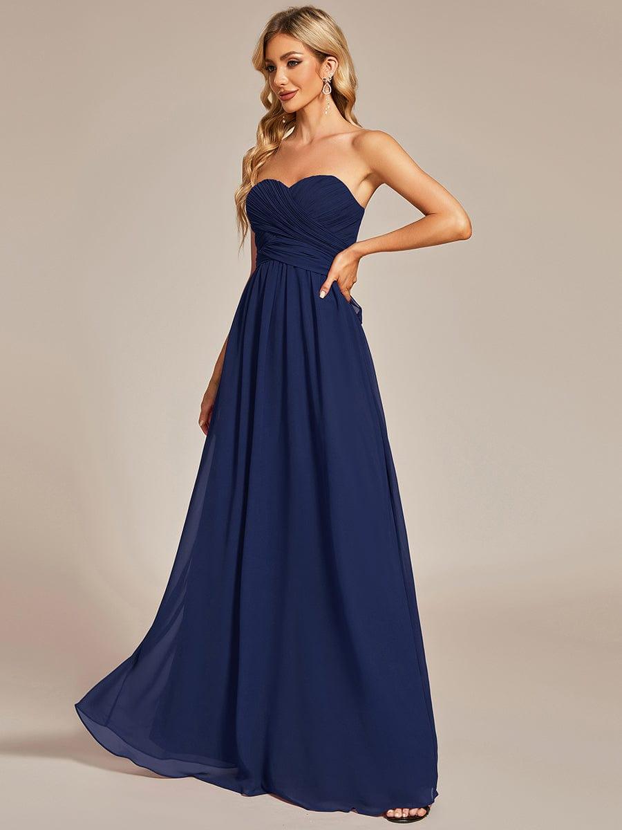 Convertible Chiffon Pleated Strapless Tie-Waist Bridesmaid Dress