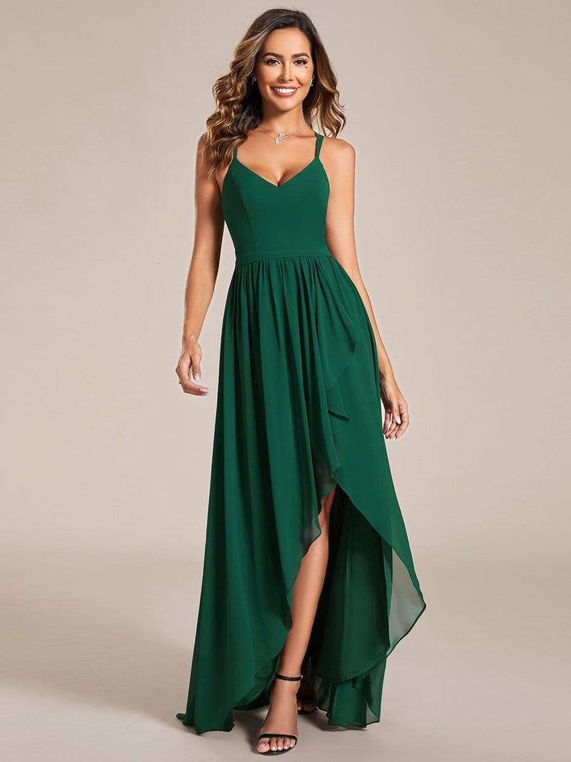 Cami Strap Sheath Chiffon Bridesmaid Dress with Slit in Mulberry