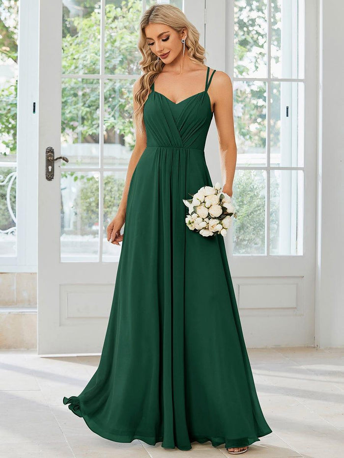 Hollow Out Burgundy Spaghetti Straps Bridesmaid Dress
