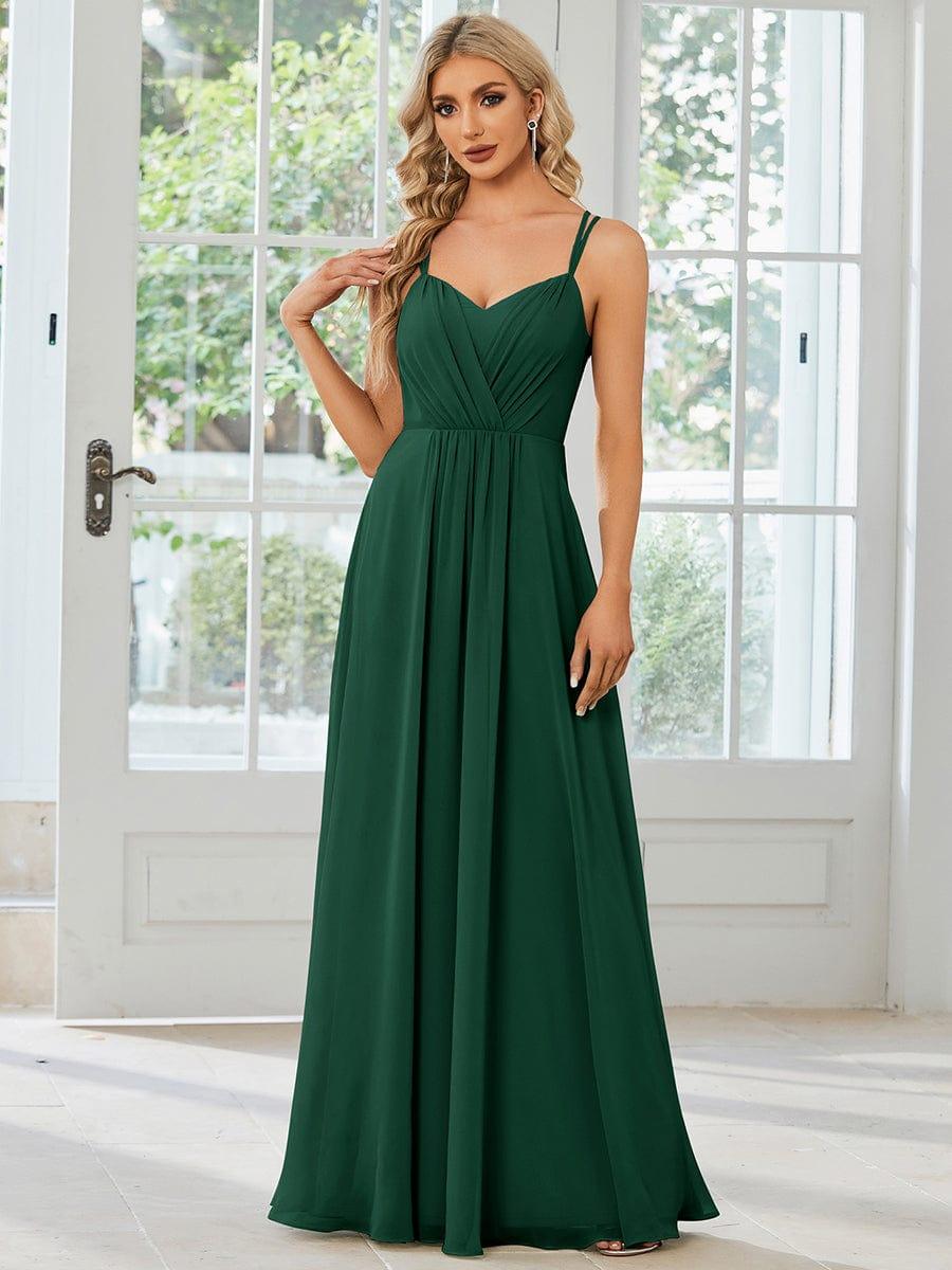 Convertible Chiffon Lace Open Back Spaghetti Straps Bridesmaid Dress