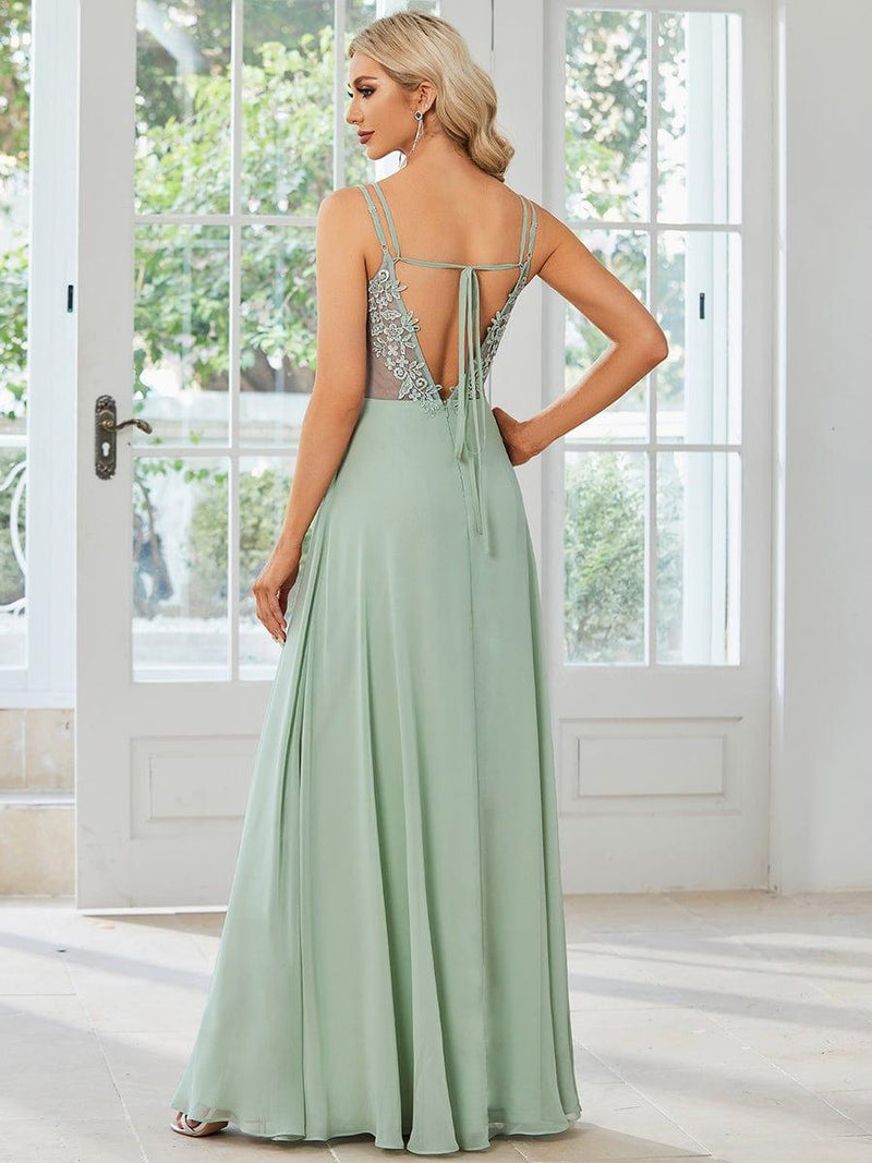 Chiffon Taropurple Long Spaghetti Straps Bridesmaid Dresses main image 1