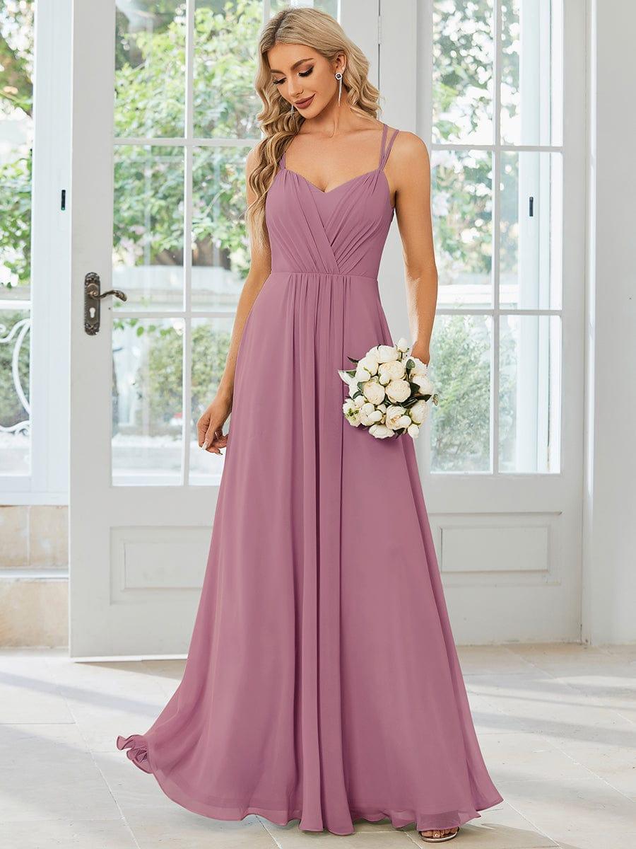 Convertible Chiffon Lace Open Back Spaghetti Straps Bridesmaid Dress