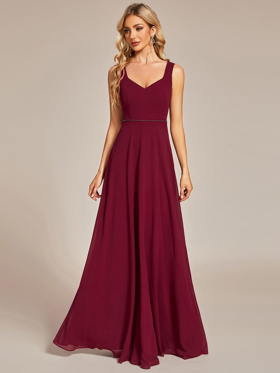 Sweetheart Chiffon Sleeveless Bridesmaid Dress with Back Hollow Out #color_Burgundy