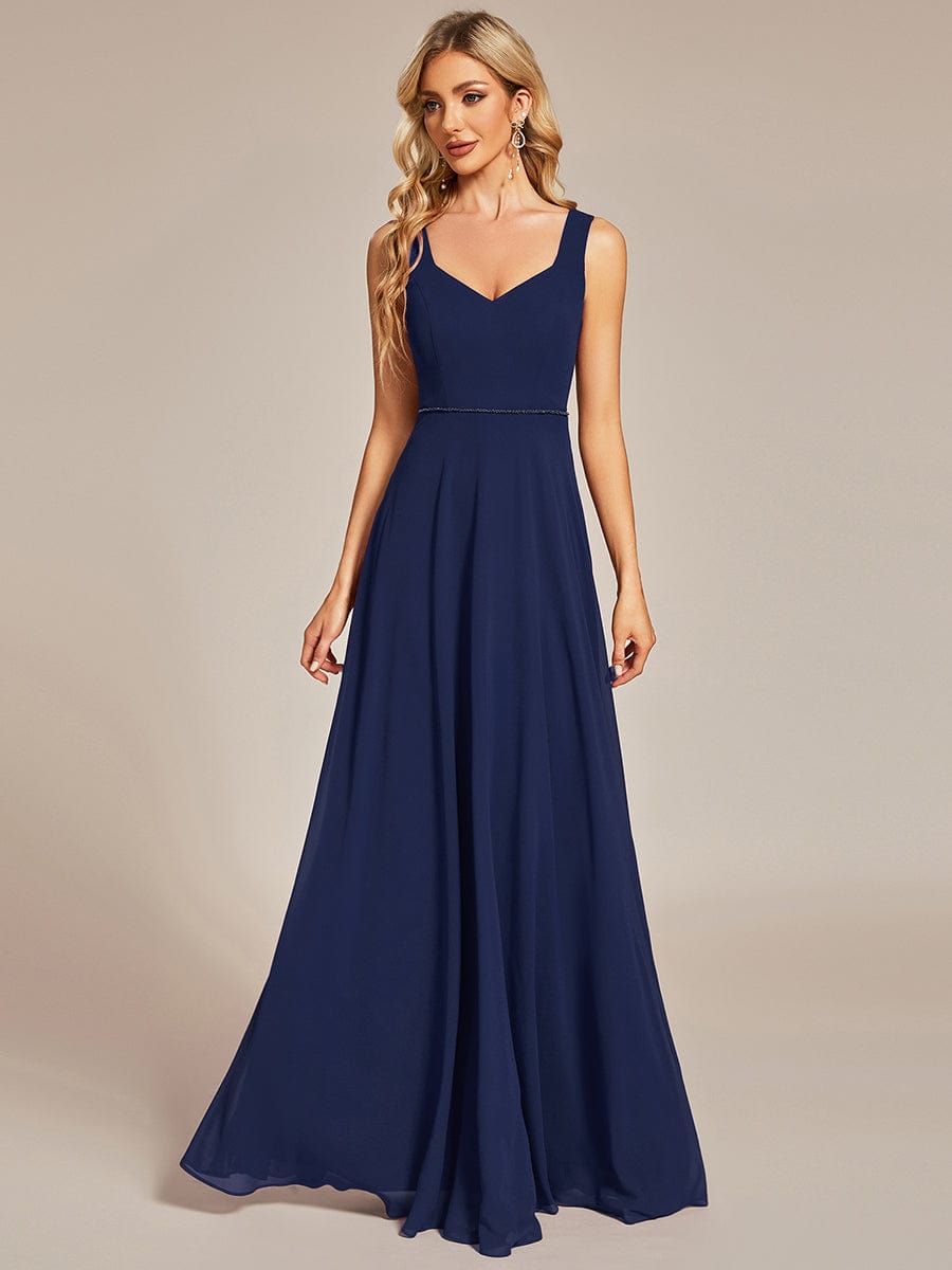 Sweetheart Chiffon Sleeveless Bridesmaid Dress with Back Hollow Out #color_Navy Blue